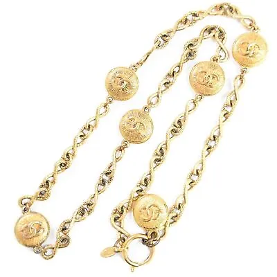 CHANEL Coco Mark Gold Plated Chain Necklace • £864.07