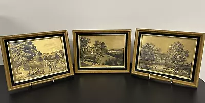 3 Vintage Currier & Ives Framed Gold Foil Country Farmhouse Pictures 7”x9” 1972 • $24.99