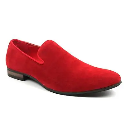 New Men's Red Suede Slip On Loafers Modern Dress Shoes Azar Man • $38.99