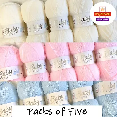 5 X 100g Baby Wool Babycare 4 Ply Quality Acrylic Knitting Yarn PACKS OF FIVE • £13.22