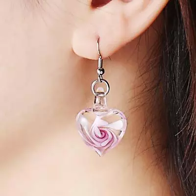 Glass Heart Spiral Flower Inlaid Pendant 28mm Ribbon Necklace Earrings Jewelry • $4.71