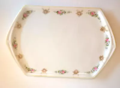 Vintage Hand Painted Porcelain Nippon Dresser Vanity Tray Rose Buds • $24.99