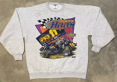 Vtg 2003 Cory Haas #11c Lincoln Speedway Track Champion Sprint Car Sweat - LRG • $44.99