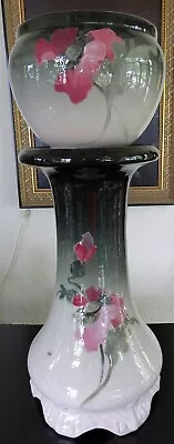 Antique Weller Etna - Dickens Ware Art Pottery Jardiniere & Pedestal 24” Tall • $2475