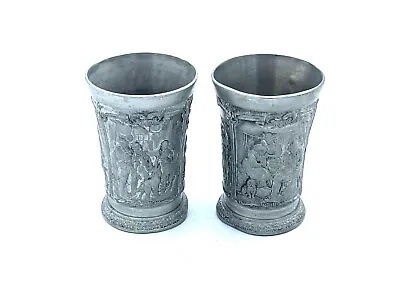 SKS ZINN 95% Pewter Shot Glasses 3 Raised Relief Designs Made In Germany 2.5  • £17.78