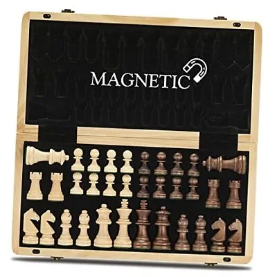  15  Magnetic Wooden Chess Set/Folding Board / 3  King Magnetic/Mahogany Inlay • $39.63