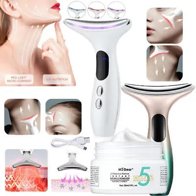 LED Microcurrent Skin Tightening Lifting Device Face Neck Facial Beauty Machine~ • £7.45