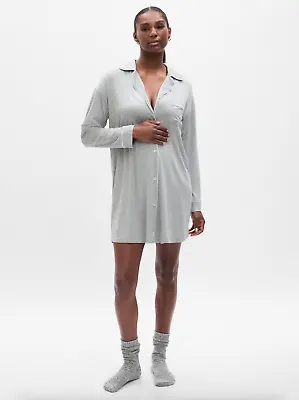 $69.95 GAP Maternity Modal Knit PJ Button Dress Shirtdress Grey Women S SOLD OUT • $29.95