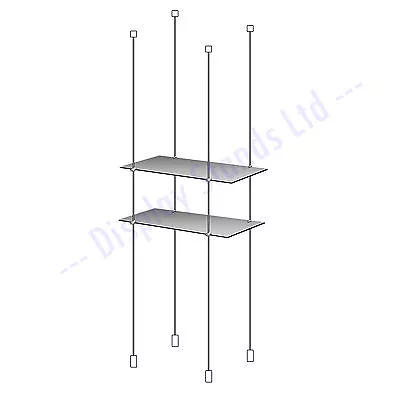 Hanging Shelf Kit 600mm X 200mm 2x Acrylic Shelves Window & Cable (DS230/1) • £108.23