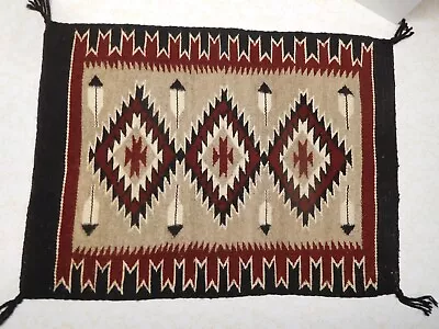 Vintage 1990's BlackRustGrayBeigeWhite Navajo Eye Dazzler Rug/Blanket 22 X17 • $500