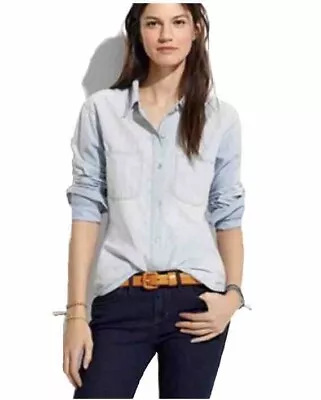 NWT Madewell Women's Denim Chambray Shirt Button Down 13148 Size Large • $32.99