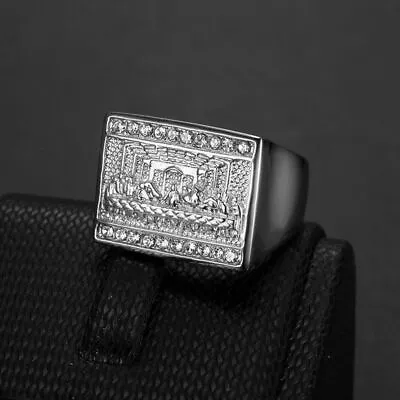 Hip Hop Square Stainless Steel Casting Ring 18k Real Gold Plated Jewelry • $12.59