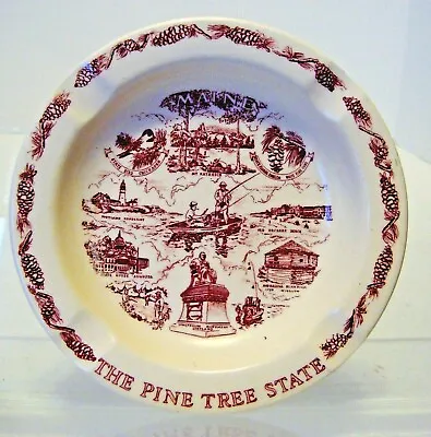 The Pine Tree State (Maine) Design Ashtray By Vernon Kilns. 5 3/4  Dia • $5.99