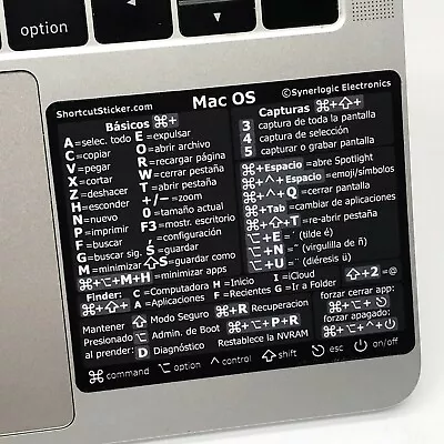 SYNERLOGIC Referencia De Atajos De Teclado Por Mac OS Pegatina Vinilo • $3.75