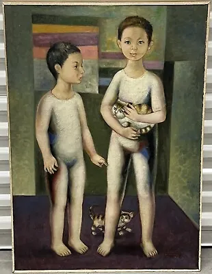 Manuel Velazquez A. Original Vintage Modernist Oil Painting -24x33” Framed • $750