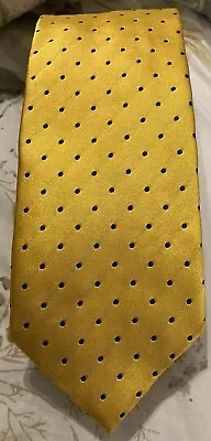 LORENZO VILLORESI FIRENZI LV Necktie YELLOW BLACK POLKA DOT ITALY HANDMADE SILK • $35.49