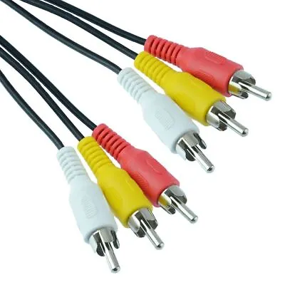 25cm 3 RCA Phono Male To Male Audio & Video Composite Cable Lead TV DVD • £2.39