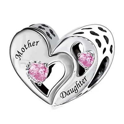 Mother & Daughter Heart Bead Bracelet Charm Sterling Silver 925 Mum Love Gift • $19.86