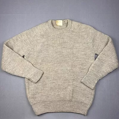 Vintage LL Bean Sweater M Beige 100% British Wool Made In England Knit Pullover • $64.95