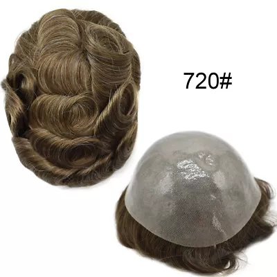 Mens Toupee Full Poly 0.1mm Invisible Thin Skin Human  Hair Piece Hair Wigs PAPY • $169