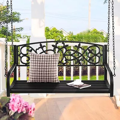 Patio Hanging Porch Swing 2-Person Outdoor Metal Swing Bench Chair W/ Chains • $97.99