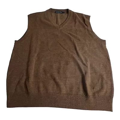 $25.99 • Buy Stile Di Vita  Large V-Neck Sleeveless Sweater Vest Merino Wool Fitted Waist Tan