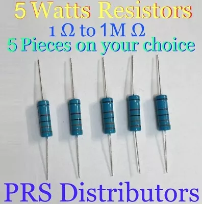 5 Watts Resistor Metal Oxide Film Resistors %1 1Ω To 1MΩ 5 Pieces On Your Choice • $7.80
