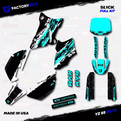 White & Cyan Slick Racing Graphics Kit Fits 02-14 Yamaha Yz85 YZ 85 # Decal • $76.41