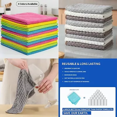 Soft Microfiber Absorbent Car Washing Cloths Kitchen Cleaning Rags Reusable • $6.99