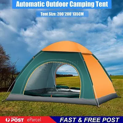 4 Man Automatic Pop Up Tent Camping Tent Family Outdoor Hiking Festival Tent • $28.59