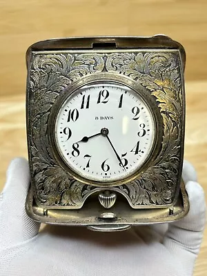 Majestic 15j  8 Day Clock .925 Sterling Silver Case 268.4g Switzerland Travel • $764.28
