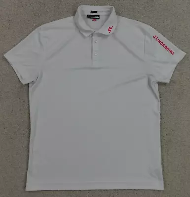 J. LINDEBERG Shirt Mens Extra Large White Golf Tour Tech Regular Fit Jersey Polo • $29.99