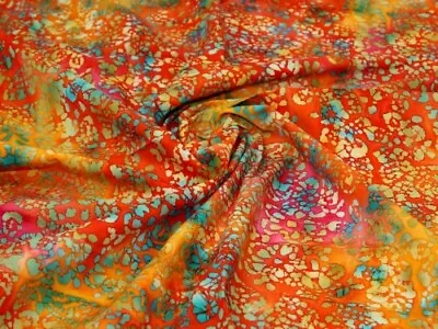Cotton Batik Fabric Orange Tie Dye - Per Metre • £8.98
