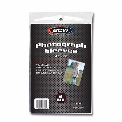 100 BCW 4x6 Photo Sleeves / Postcard Sleeves Clear Soft Acid Free 4 X 6 Inch New • $6.47