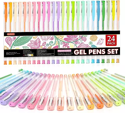 Pastel Gel Pens 24 Pastel Milky Colors Gel Pen For Black Paper Adults Coloring • $11.75