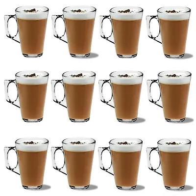 12 LATTE GLASSES Cups Mugs Coffee Tea Cappuccino Glass Mugs Hot Cold Drink • £14.85