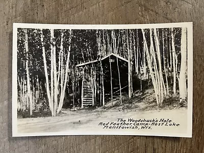 Woodchuck’s Hole Red Feather Camp Rest Lake Manitowish WI Antique RPPC • $12.50