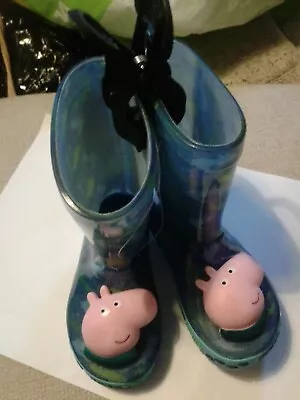 Peppa Pig Wellies Wellington Boots Light Up George Pig UK4 EU21 Infants/Junior • £8.99