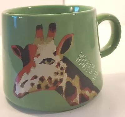 Opalhouse Wide Bottom Green 16oz Porcelain Mug  WHAT'S UP Coffee Cup Giraffe • $10.65