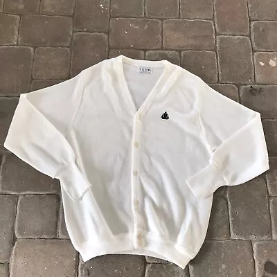 Vintage Lacoste Izod Sweater Cardigan Button Up White Size Xl • $30