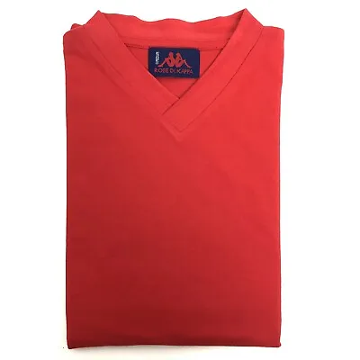 Kappa Robe Di Kappa Mens Pure Cotton T Shirt Red V Neck Logo Short Sleeve Size M • £9.99