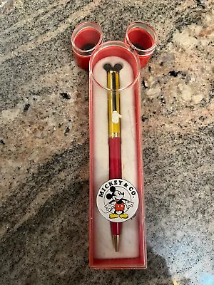 RARE Disney Colibri Kresiler Mickey Mouse Pen Yellow & Red. In Case. Needs Ink! • $50