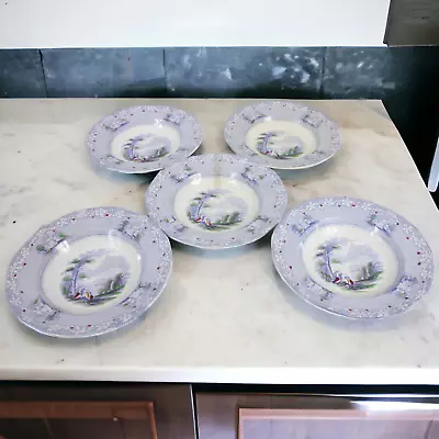 Antique Charles Meigh & Son Jenny Lind Pre Civil War 5 Stone China Salad Bowls • $47.99