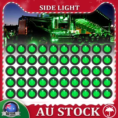 50x LED Side Truck Trailer Lorry Clearance Marker Lights Green Round Indicator • $61.59