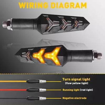 2Pcs Sequential Flowing LED Motorcycle Turn Signal Lights Brake Lamp Left Right • $12.99