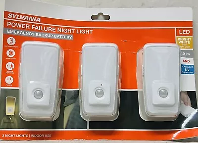 Sylvania Power Failure LED Night Light Emergency Backup Motion Activated 3 Pack • $31.99