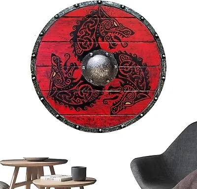 Viking Shield Wolf Warrior Handcrafted Battle Medieval Viking Warrior Shield • £21.60