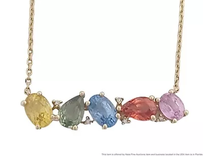 New Effy 14K Gold Multi Gemstone 2.5ctw Sapphire Diamond Ladies Necklace • $154.50