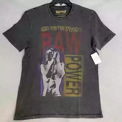 Lucky Brand Iggy Pop Shirt Adult Large L Black Casual Concert Music Mens Nwt • $21.74