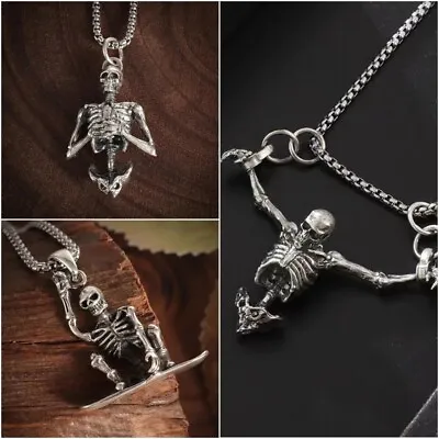 Retro Steam Punk Gothic Skull Skeleton Pendant Necklace Women Men Jewelry Gift • $3.29